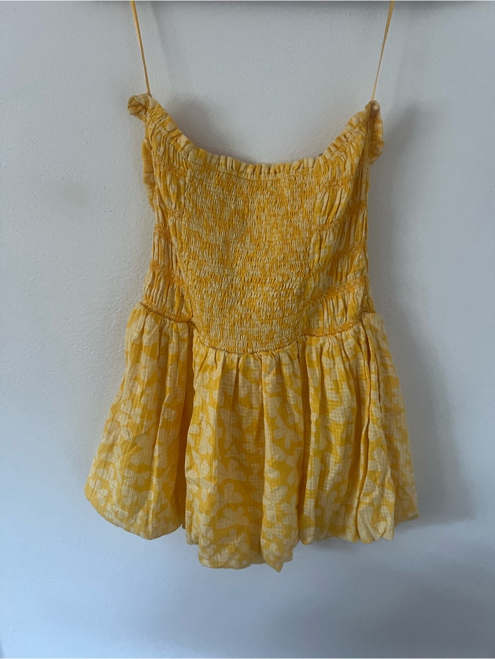 NWT FREE PEOPLE Annalise Mini Dress in Yellow Floral, size XL - Picture 7 of 7